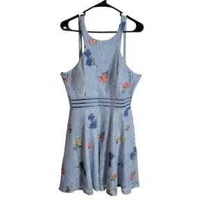 City Studio Fit and Flare‎ Dress-Blue floral-Juniors 15